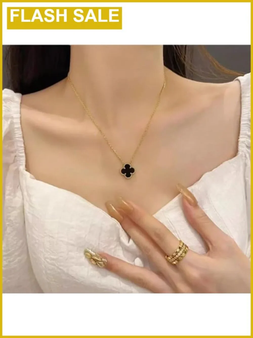 Four Leaf Clover Pendant Necklace 18K Gold Plated Lucky Minimalist Jewelry